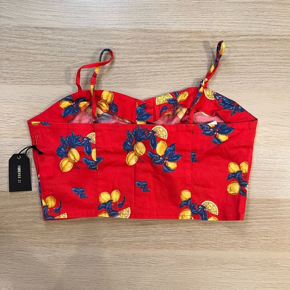 Red Crop Top with Lemons - Picture 2 of 4